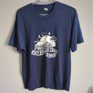 Vintage Single Stitch 1993 Blue Graphic T-Shirt "Wampole Old Home Days" Size L